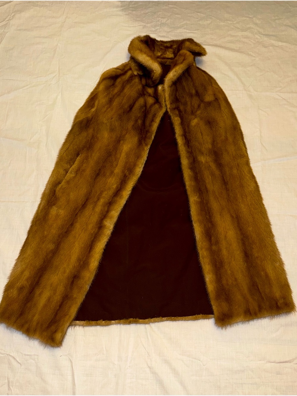 Classic Brown Fur Cape Coat - Women